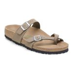 BIRKENSTOCK W Mayari Syn Normal Brown - Comfortable Fashionable Toe Separator Sandal, Size EU 37 - Colour Soft Birki Vegan, Soft Birki Vegan Grey Taupe, 6 US Women