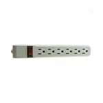 CableWholesale 25-Feet Flat Rotating Plug Power Strip with 6 Outlet, Gray Horizontal Outlets, Plastic and Power Cord (845-51W1-19225)