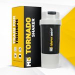 MuscleBlaze Tornado Gym Shaker (Grey, 500ml) | Sipper Bottle with Extra Compartment | Leakproof, BPA Free Protein Shaker