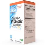 Doctor's Best Digestive Probiotic, 20 Billion with Howaru, 30 Vegan Capsules, Gluten Free, Soy Free, Vegetarian, Non-GMO