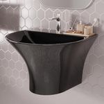 InArt Wall Hung Premium Half Pedestal Ceramic Wash Basin/Vessel Sink for Bathroom 19 X 17 x 7 Inch Black Color