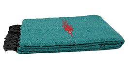 Turquoise / Sea Green Thunderbird Heavyweight Yoga Blanket-- Made for Yoga! Hand-Made Mexican Blanket, 78" x 54"/Green, Turquoise, sea green, Mint, Teal, Grey, White, Black, Purple, Blue