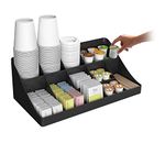 INDIAN DECOR 50606 New Classic 11 Compartment Break Room Coffee Condiment Organizer, Pantry Organizer| Coffee Ship Accessories - Black