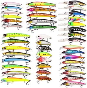 ANCLLO 43 Pieces Diving Bait Set Multicolor Artificial Bait for Freshwater and Saltwater Bass Trout Pike