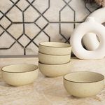 The Earth Store Creme Matte 150ML Ceramic Bowl Vegetable Bowl | Dishwasher & Microwave Safe | Bowl for Snacks, Dal, Curry, Fruits, Salad, Dessert, Vegetables and More Serving Bowl | Set of 6