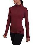 TCA Women’s Cloud Fleece Long Sleeve 1/4 Zip Training Thermal Running Workout Top with Zip Pocket and Thumbholes - Cabernet, XL