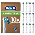 Oral-B Pro Cross Action Electric Toothbrush Head, X-Shape and Angled Bristles for Deeper Plaque Removal, Pack of 12 Toothbrush Heads, Suitable for Mailbox, White