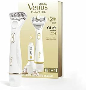 Gillette Venus Radiant Skin Moisturizing Women’s Razor For Dry And Sensitive Skin With Olay Moisturizer Dispenser, 1 Serum, And 1 Razor Blade Refill