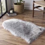 Faux Fur Rug Sofa Chairs Cover, Grey Small Rug for Bedroom, 2X3 Shaggy Furry Rug for Kids Room, Shag Fluffy Rug for Nursery Room, Soft Fuzzy Plush Carpet, Cute Floor Dorm Decor