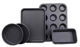 Ariana Homeware® 5-Piece Bakeware Set Baking Equipment- with Muffin Tray, Oven Tray, Cake Pan, Loaf Pan & Spring Form Cake Tin