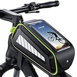 Lamicall Bike Phone Bag Waterproof - 1.8L Bike Frame Bag, Bike Phone Mount Holder Pouch, with Easy Zipper, Reflective Strip, Storage Bag, Bike Accessories for Phones Under 7" Like iPhone, Galaxy