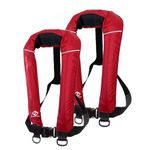 2pcs Floattop Adult Automatic Inflatable PFD Life Jacket Life Vest 150N Buoyancy with 33 gram co2 Cylinder (2pcs RED)