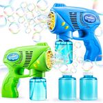 JOYIN 2 Bubble Guns with 2 Bottles Bubble Refill Solution (260ml Total), Bubble Machine for Toddlers 3+, Bubble Blaster Party Favors, Summer Toy, Outdoors Activity, Easter, Birthday Gift