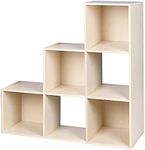 Contemporary Tiered 6 Cube Storage Organizer for Bedroom, Office, and Living Room (Oak), by Home Basics | Cubicle Storage for Décor, Books, Bins, Plants, and More