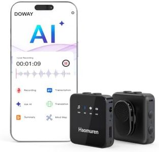Haomuren AI Voice Recorder with Dual Wireless Lavalier Microphones, Transcribe & Summarize Meetings and Interviews, AI Note Taker for Professionals and Teams, Up to 118 Languages