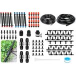 HASTHIP® Slow Irrigation System Kit, 196ft & 26ft Garden Hoses, Sprinklers with 3 Types, Drip Irrigation Kit Universal 1/2'' & 1/4'' Drip Irrigation Accessories Kit
