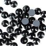 Hotfix Crystal Rhinestones, Hot Fix Crystals for Crafts Clothes, Flatback Glass Crystal for Decoration, Round Gems (Jet Black, SS6 1440PCS)