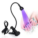 Brokimis Mini UV Light for Gel Nails LED Curing Lamp with Flexible Gooseneck & Clamp 3W Portable Small Manicure Nail Dryer for Resin Curing Nail Art