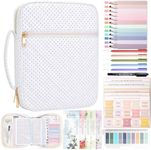 XKDOUS 30 Pcs Bible Cover for Women Quilted Bible Bag w/Handle, Tabs, Study Supplies Bible Journaling Kit Portable Book Carrying Case Christian Gifts for Mother Lady
