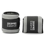 Core Balance Ankle and Wrist Weights Adjustable Strap Neoprene Fabric Set Of 2 x 0.5kg (Black)