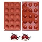 2 Packs Semi Sphere Chocolate Mold, 15-Cavity Silicone Mould Chocolate Ball Mould Hemispherical Baking Mold for Hot Chocolate Cake Pudding Soap Dome Mousse