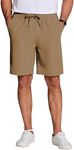 COOFANDY Men's Casual Shorts 7" Inseam Elastic Waist Lightweight Summer Walking Shorts with Pockets,Dark Khaki,Small