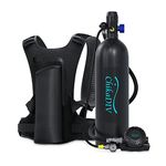 CHIKADIV 1.9L Scuba Tank with 25-30mins Diving time, Portable Diving Tank Set Suitable Within 10m, DOT Certified Mini Scuba Tank Made of Aviation Aluminum for Underwater Exploration A Black