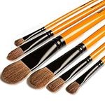 Artist Paint Brush Set, Professional Long Handle Nylon Hair Brushes - Ideal Fine Tip Art Brushes for Acrylic, Watercolor, Oil, Creative Body Paint, Decorating and Gouache Painting (6 Pcs Filbert)