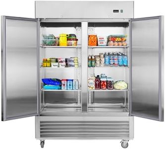 RENDGO 54" W 2 Door Commercial Refrigerator, Reach-in Refrigerator Stainless Steel Fridge for Restaurant Kitchen Bakery Garage, 42.2 Cu. Ft Refrigerators for Bar Shop School Church
