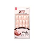 KISS Salon Acrylic French Nude Collection, Graceful, Medium Length Nude Fake Nails, Includes 28 False Nails, Nail Glue, Nail File, and Manicure Stick (Packing May Vary)