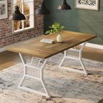 GarveeHome 70.8 Inch Dining Table 6-8 Person, Kitchen Table with Heavy Duty Metal Legs, Farmhouse Dining Room Table for Kitchen, Living Room