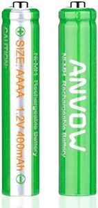 ANVOW Rechargeable AAAA Batteries for Surface Pen, Rechargeable AAAA Battery for Active Stylus, Ni-MH 1.2V 400mAh with Storage Box, 2 Count