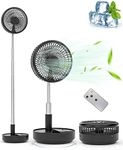 Primevolve Portable Oscillating Standing Fan,Rechargeable Battery Operated USB Floor Table Desk Fan with Remote Black