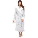 Style It Up Ladies Luxurious Soft Dressing Gown Hooded Plain Fluffy Snuggle Fleece Warm Robe, (Grey, 8-10)