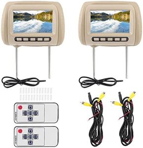 headrest DVD Player 2 Screens, 2pcs Universal 7 in HD Car Headrest Video Players LCD Video Player Control MP5 Display Brown