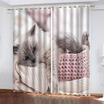 animal ragdoll cat Curtains with Art Print, Digital Print Thermal Insulated Eyelet Drapes for Kids Teens Boys Bedroom Playroom, Set of 2 Panels (W46 x L54 Inch)