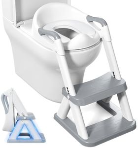 Wimaha Adaptador WC Niños con Escalera, Reductor WC Niños, Altura Regulable, Plegable con Asiento Acolchado, Para Inodoros en Forma de V, U y O