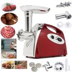 LUKVCIY Meat Grinder Electric, Mince Meat Machine 2800w, Meat Mincer and Sausage Maker Kit, 3 Slicers (Stainless Steel), Meat Grinder Machine for Home Use, Red