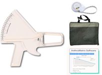 Slim Guide Skinfold Caliper AnthroFlex Kit with Body Mass Index BMI Tape Measure, Transport Bag, and Instruction Manual with Charts for Measuring Body Fat Percentage - 1.0 mm Precision (White)