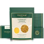 VAHDAM, Turmeric Ginger Herbal Tea (200g, 100+ Cups) Herbal Tea Loose Leaf Tisane | Caffeine Free, Non GMO, Gluten Free | 100% Pure Herbal Blend - Savory & Spicy | Vacuum Sealed