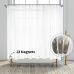 Clawfoot Tub Shower Curtain Liner with 12 Magnets - 180" W x 60" H Short PEVA Shower Curtain Wrap Around for Bathroom, Waterproof PVC Free & Metal Grommets - Frosted, 180x60