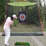 Golf Ball Practice Nets Screen for Outdoor Backyard Driving, Heavy Duty Indoor Garage Golf Backyard Impact Hitting Nets, Portable Best Pro High Impact Golf Driving Net