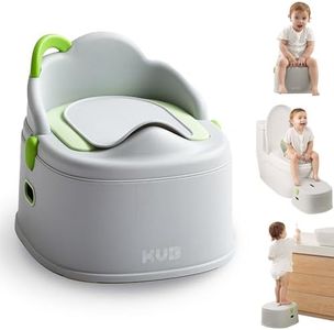 KUB 3-in-1 Potty Training Toilet (Chair, Seat, Step Stool) - 9 CM Splash Guard, One-click Assembly, Easy to Clean - Versatile Toddler Potty Trainer for Boy Girl - Grey