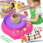Vinkp Pottery Wheel for Kids - Complete Pottery Painting Kit Arts and Crafts for Kids Ages 8-12 with Air Dry Clay Art Supplies for Girls Boys Toys Birthday Christmas Gifts for 6 7 8 9 10 11 12 - Pink