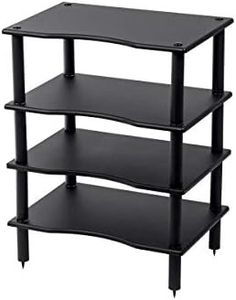 Monolith 4 Tier Shelf Audio Stand - Open Air Storage, Modular Design, Sturdy, Compatible with Bose, Polk, Sony, Yamaha, Pioneer and Others, Black