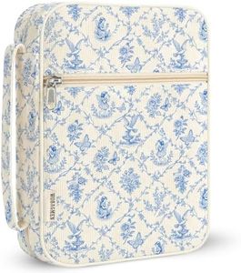 WOBAGMEN Bible Cover Case for Women,Cordoury Bible Cover with Handle,Blue Bible Book Cover,Carrying Case Bible Protective Christian Gift(Vintage Blue, M)