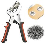 Grommet Tool Kit, Wimayo Grommet Press Kit Eyelet Grommet Kits with 500pcs 3/8 Inch (10mm) Grommets, Handheld Press Eyelet Pliers for Fabric Tarps Leather