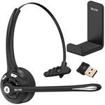 Delton 10X Trucker Bluetooth Headset, Wireless Headphones w/Microphone, Over The Head Single Earpiece with Mic for Skype, Call Centers, Truck Drivers - 18Hrs (with USB Dongle + Holding Hook)