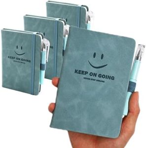 DueHoppee Smile Pocket Notebooks with Pens,3 Pack Softcover Mini Notebooks，Small Memo Notepad,A6 Notebook for Men Women Kids Traveler Author,96 Sheets Total 576 Pages (Light Blue)