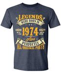 50th Birthday Shirt for Men, Legends were Born in 1973, Vintage 50 Years Old T-Shirt, Heather Navy, X-Large